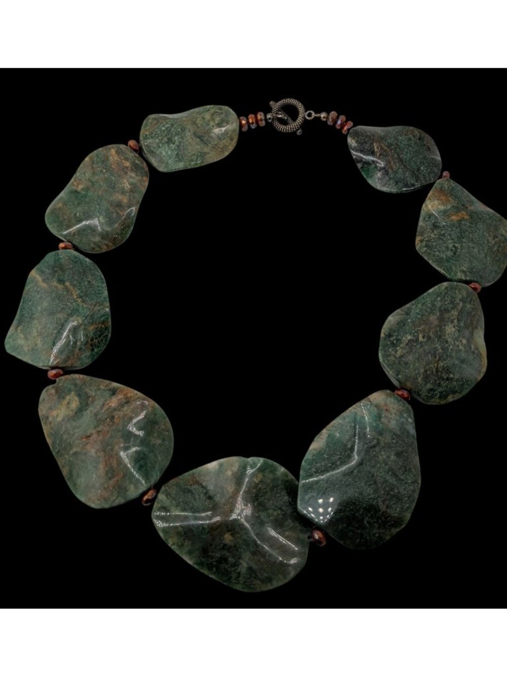Vintage Chunky  Green Jasper Statement Necklace